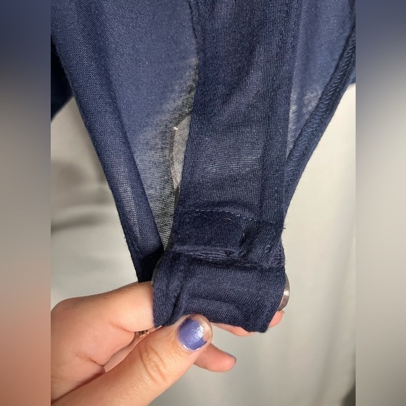 August Mist Cold Shoulder Navy Blue Surplice Bodysuit Small - Picture 7 of 11